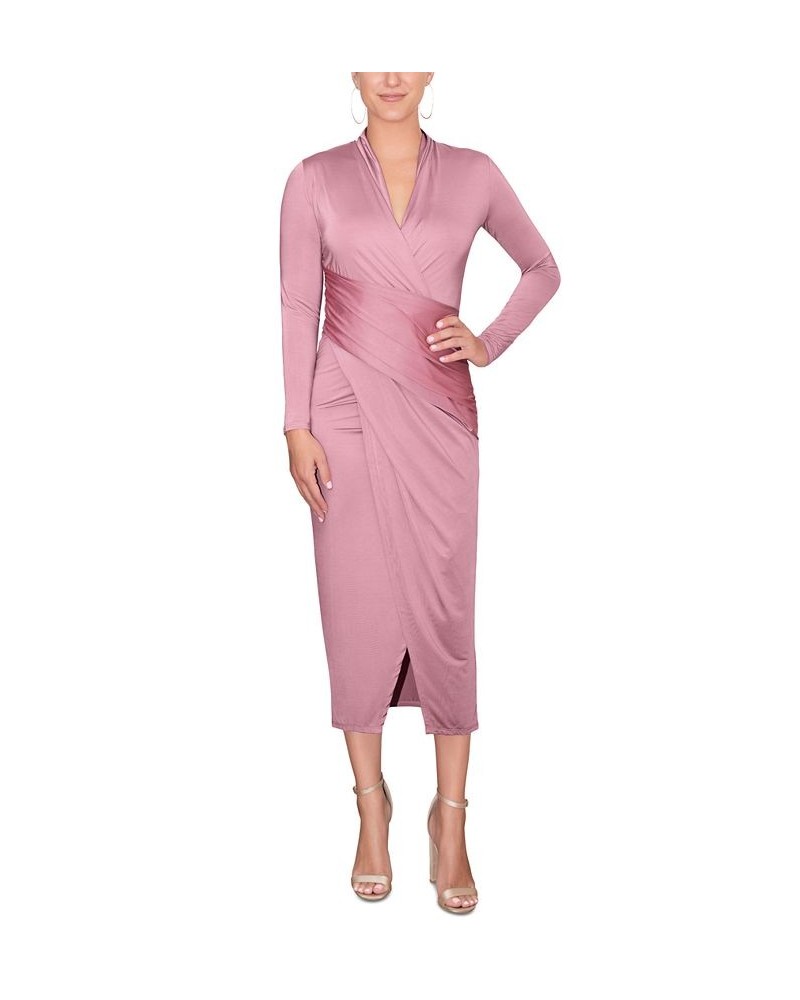 Women's Printed Faux-Wrap Dress Purple $35.87 Dresses