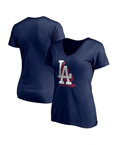 Women's Branded Navy Los Angeles Dodgers Red White and Team V-Neck T-shirt Navy $20.79 Tops
