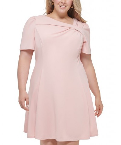 Plus Size Asymmetrical-Neck Fit & Flare Dress Powder $34.76 Dresses