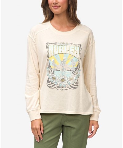 Juniors' Rileey Rogue Graphic Long-Sleeve T-Shirt Winter White $20.42 Tops