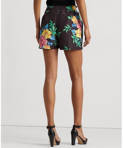 Women's Floral Lace-Front Shorts Black Multi $63.55 Shorts