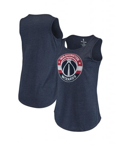 Women's Branded Heathered Navy Washington Wizards Essential Weathered Logo Tank Top Navy $16.50 Tops