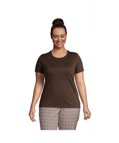 Women's Plus Size Relaxed Supima Cotton Short Sleeve Crewneck T-Shirt Rich coffee $18.88 Tops