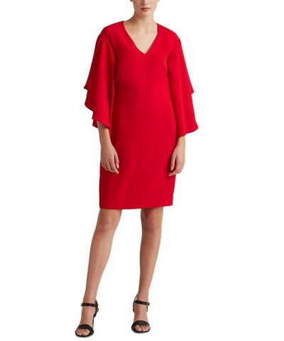 Ruffle-Sleeve Cocktail Dress Lipstick Red $32.46 Dresses
