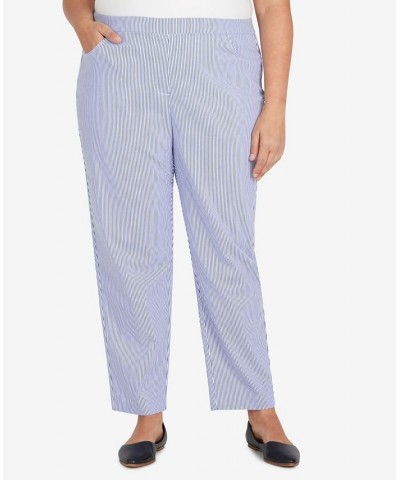 Plus Size Peace of Mind Stripe Allure Average Length Pull On Pants Blue, White $32.39 Pants