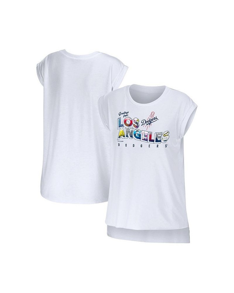 Women's White Los Angeles Dodgers Greetings From T-shirt White $23.50 Tops