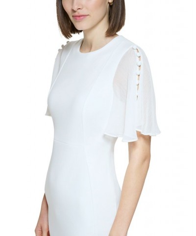 Women's Chiffon-Short-Sleeve Sheath Dress Ivory/Cream $46.08 Dresses