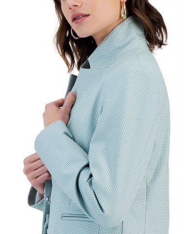 Women's Gingham One-Button Blazer Blue $49.40 Jackets