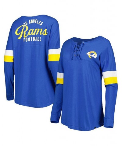 Women's Royal Los Angeles Rams Athletic Varsity Lace-Up Long Sleeve T-shirt Blue $18.00 Tops