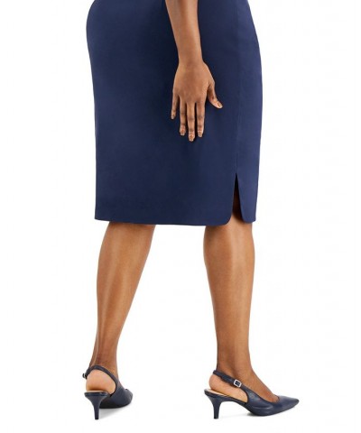 Plus Size Pull-On Pencil Skirt Blue $26.40 Skirts