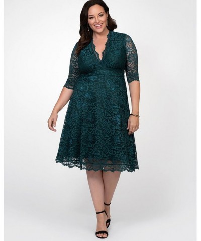 Women's Plus Size Mademoiselle Lace Dress Green $73.92 Dresses