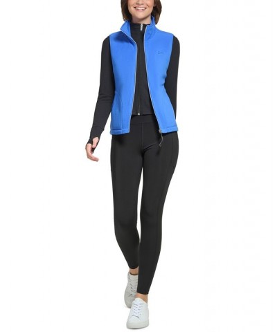 Calvin Klein Women's Performance Mock-Neck Zip-Front Vest Blue $15.29 Tops