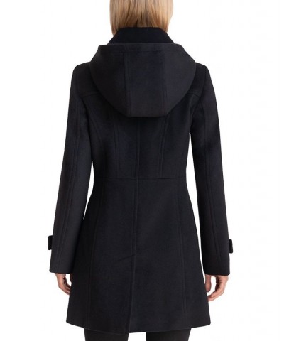 Women's Petite Hooded Notched-Collar Coat Black $77.40 Coats