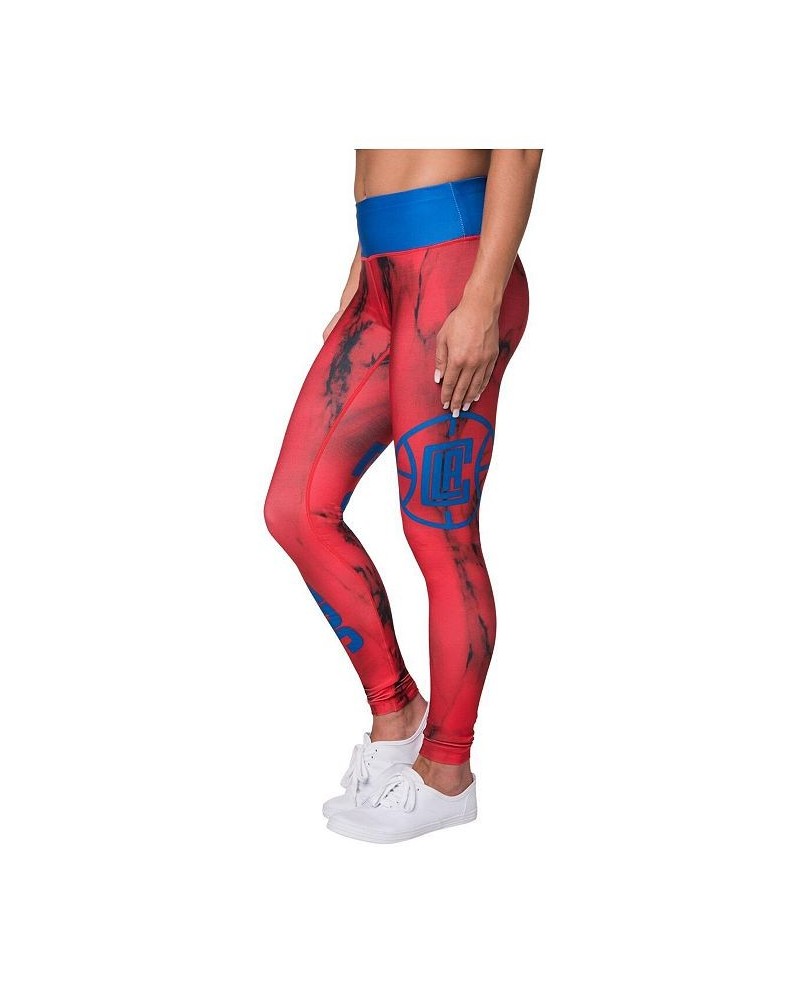 Women's Blue LA Clippers Marble Wordmark Leggings Blue $26.23 Pants