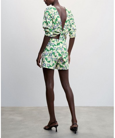Women's Floral Print Cotton Shorts Green $24.60 Shorts