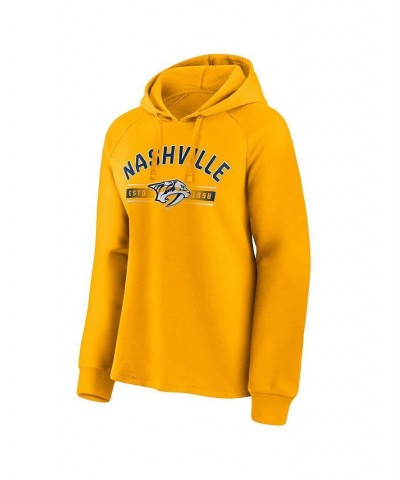 Women's Branded Gold Nashville Predators Perfect Play Raglan Pullover Hoodie Gold $36.75 Sweatshirts