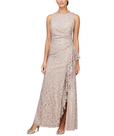 Sequin Lace Cascading Ruffle Gown Tan/Beige $77.86 Dresses