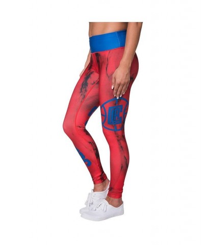 Women's Blue LA Clippers Marble Wordmark Leggings Blue $26.23 Pants