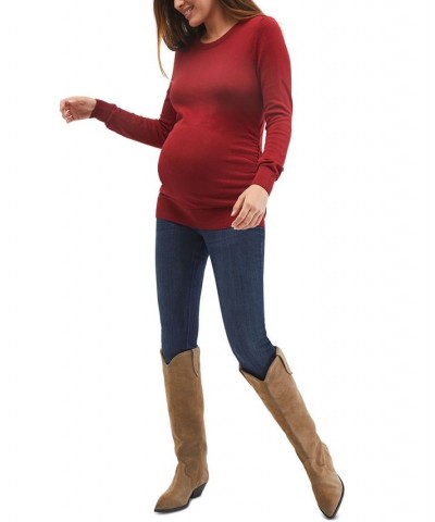 Crewneck Maternity Sweater Red $23.04 Sweaters