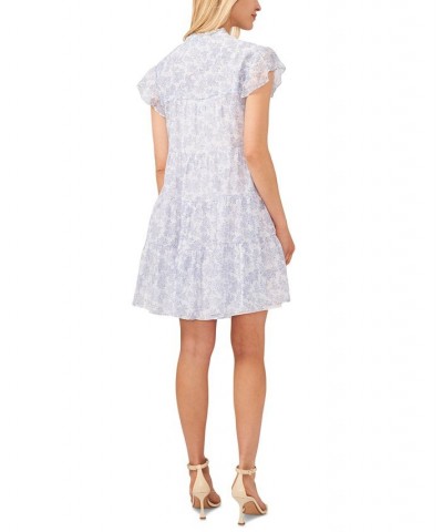 Women's Printed Flutter-Sleeve Button-Front Dress Ultra White $63.21 Dresses