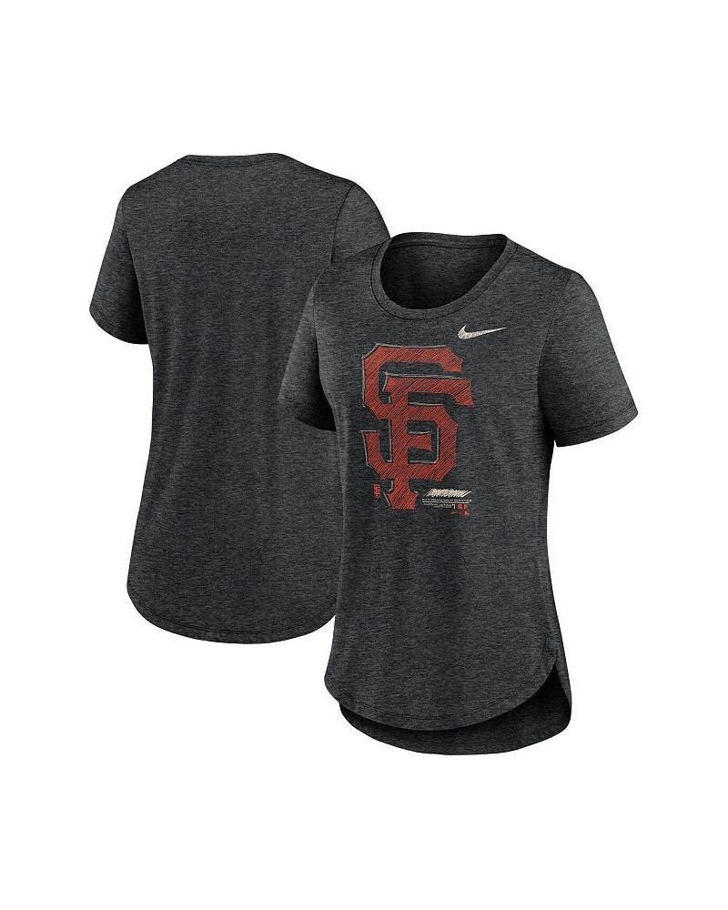 Women's Heather Black San Francisco Giants Touch Tri-Blend T-shirt Heather Black $24.29 Tops