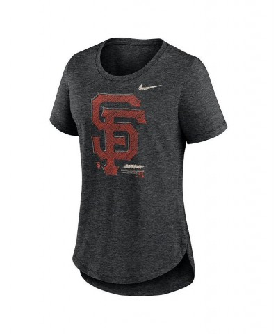 Women's Heather Black San Francisco Giants Touch Tri-Blend T-shirt Heather Black $24.29 Tops