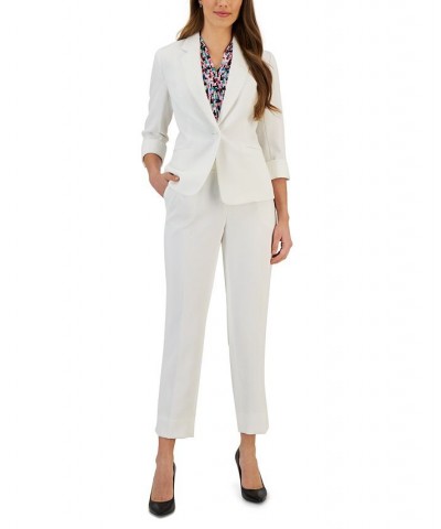 Women's 3/4-Sleeve Textured Button-Front Blazer Lily White $54.18 Jackets