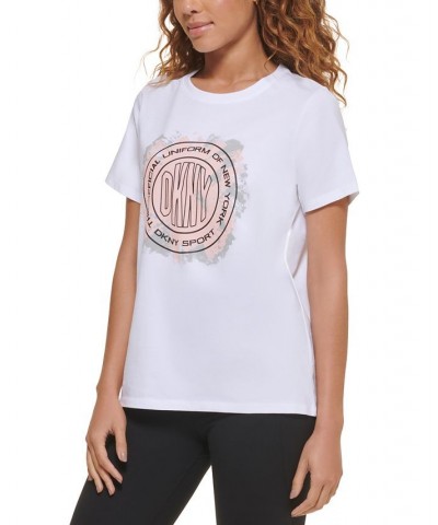 Women's Performance Cotton Crew-Neck Graphic T-Shirt White/ Rosewater $11.90 Tops