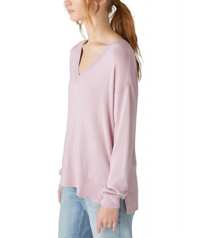 Women's Cloud-Soft V-Neck Long-Sleeve Sweater Purple $29.85 Sweaters