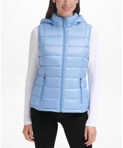 Women's Packable Hooded Down Puffer Vest Blue $23.19 Coats