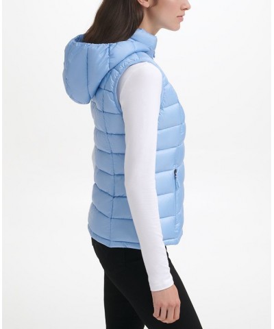 Women's Packable Hooded Down Puffer Vest Blue $23.19 Coats