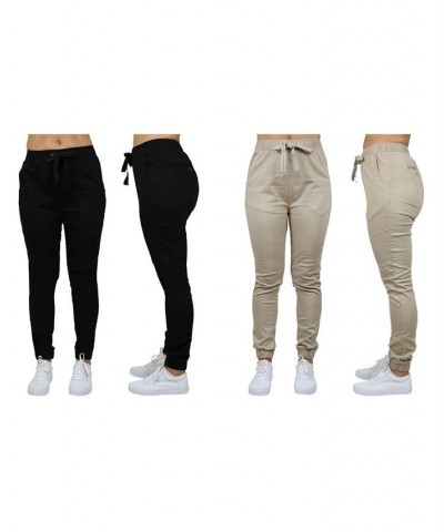 Women's Basic Stretch Twill Joggers Pack of 2 Black-Dark Grey $28.08 Pants