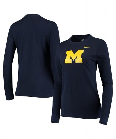 Women's Navy Michigan Wolverines Logo Performance Long Sleeve T-shirt Navy $27.49 Tops