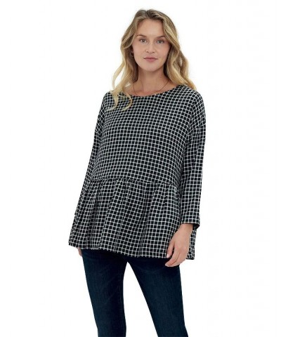 Women's Maternity During + After Reversible Top Windowpane $33.60 Tops
