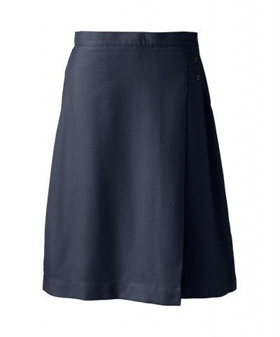 School Uniform Women's Solid A-line Skirt Below the Knee Blue $21.58 Skirts