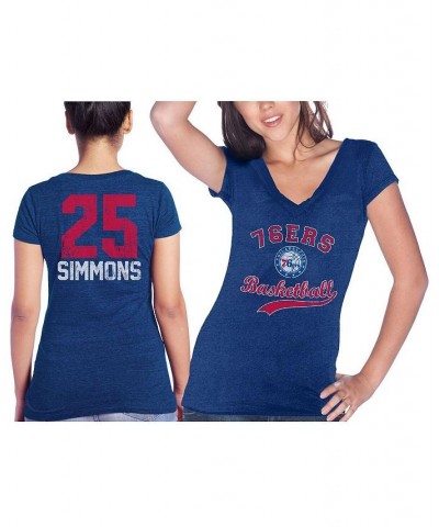 Women's Threads Ben Simmons Royal Philadelphia 76ers Name & Number Tri-Blend V-Neck T-shirt Royal $22.00 Tops