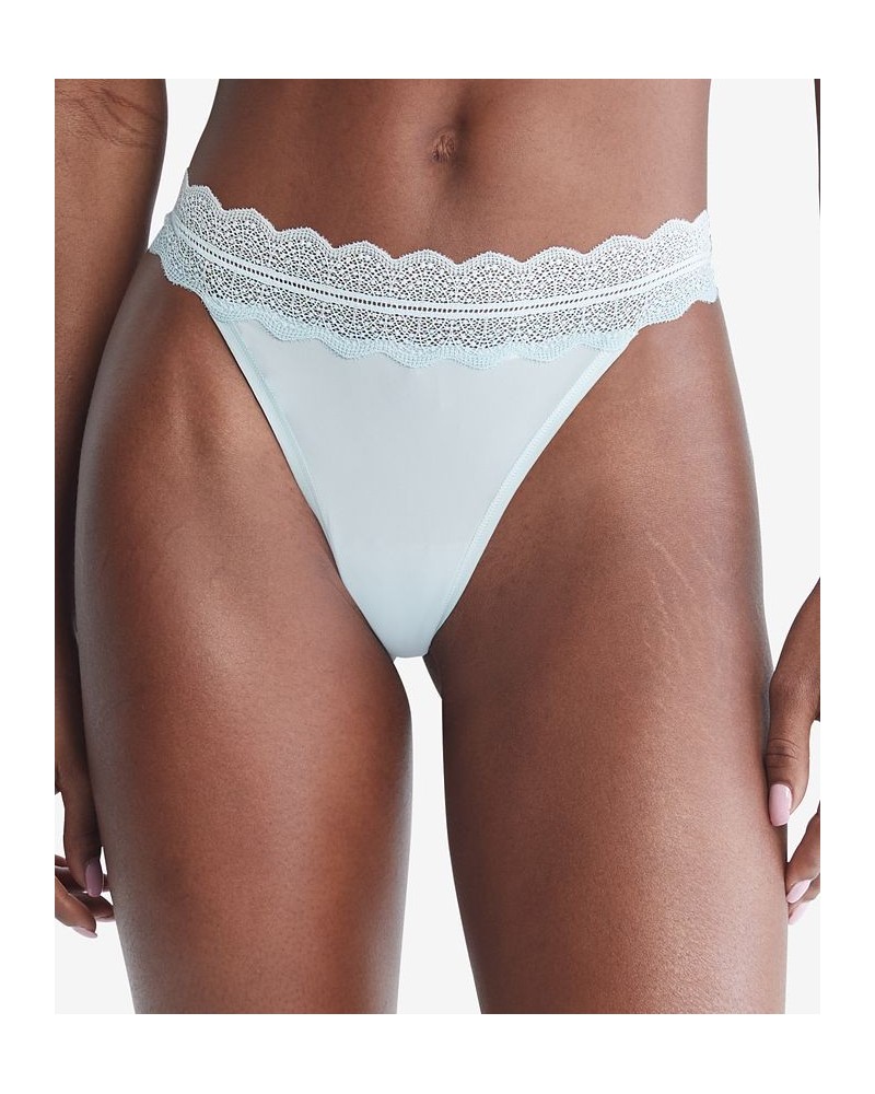 Women's Lace-Trim Thong Underwear QD3837 Palest Blue $9.50 Panty