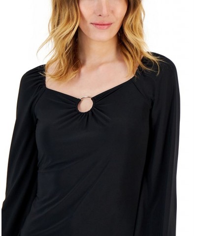 Women's Square-Neck Ring Top Deep Black $18.07 Tops