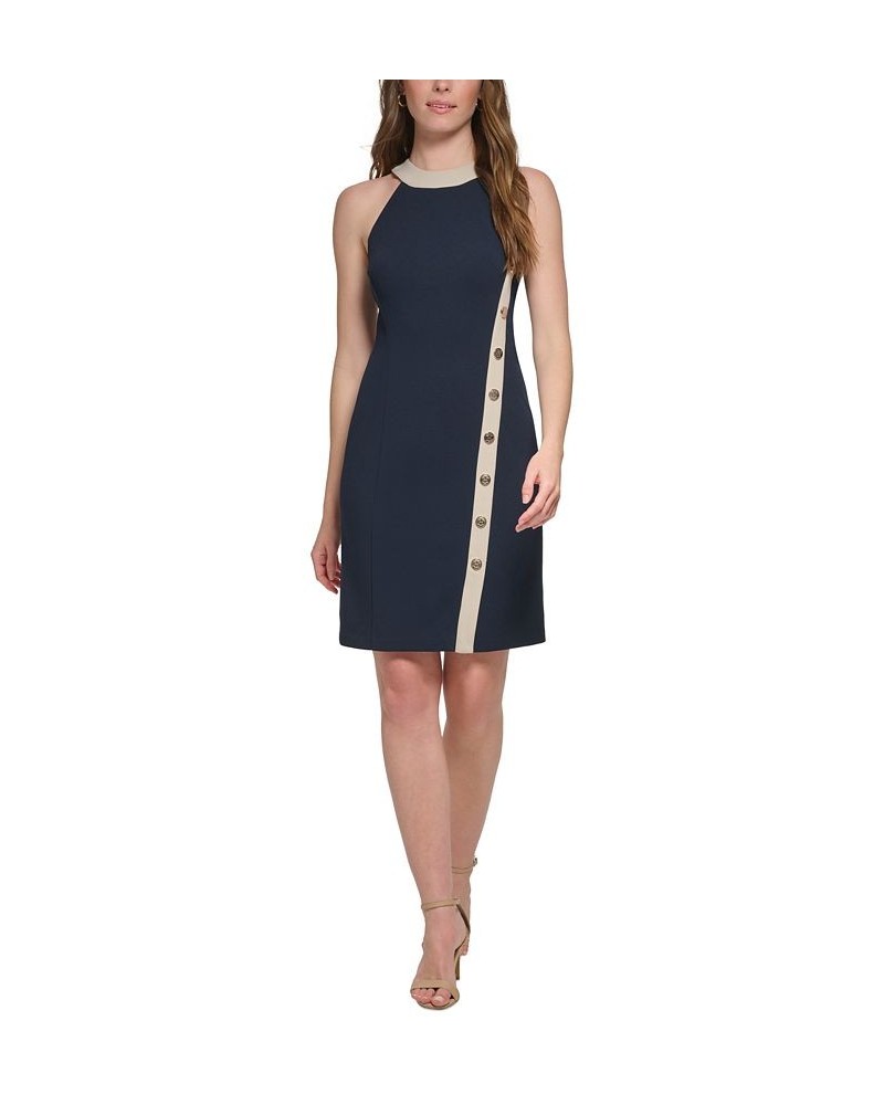 Petite Halter Colorblock-Trim Sheath Dress Sky Captain.khaki $52.36 Dresses