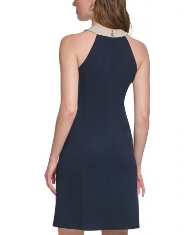 Petite Halter Colorblock-Trim Sheath Dress Sky Captain.khaki $52.36 Dresses