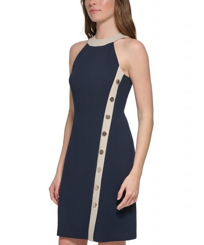 Petite Halter Colorblock-Trim Sheath Dress Sky Captain.khaki $52.36 Dresses