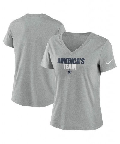 Women's Heathered Gray Dallas Cowboys Local Impact Tri-Blend V-Neck T-Shirt Heathered Gray $26.09 Tops