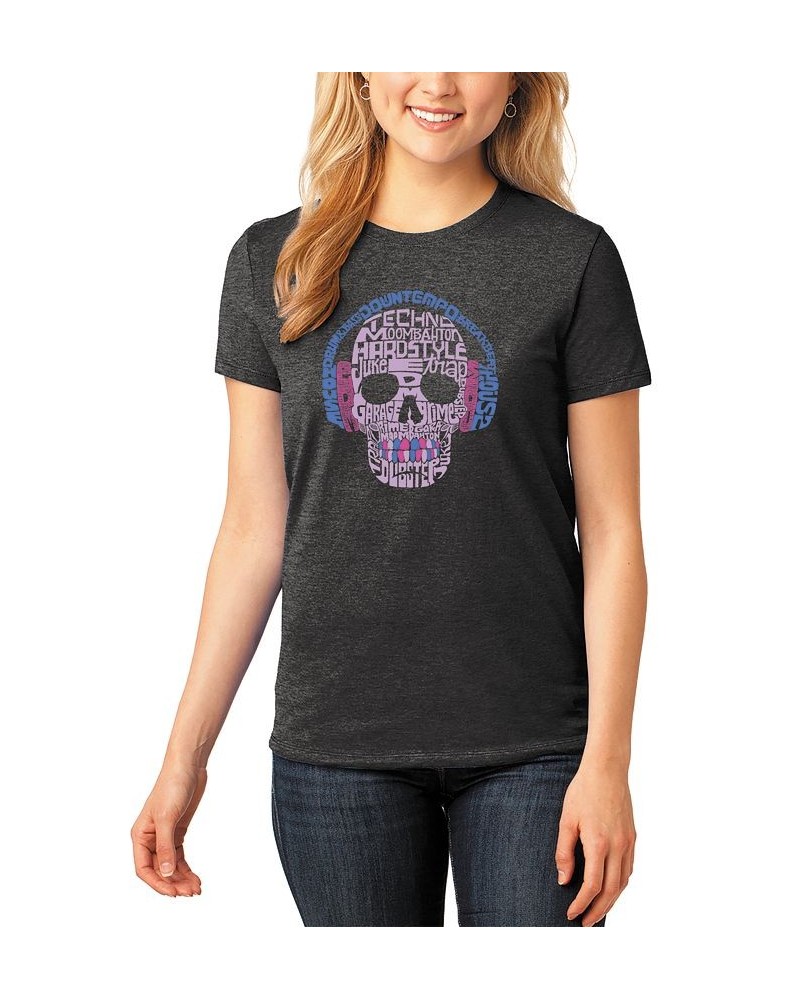 Women's Premium Blend Word Art Styles of EDM Music T-shirt Black $17.02 Tops