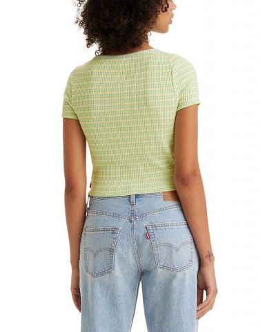 Women's Britt Snap-Front Short-Sleeve Top Green $16.00 Tops