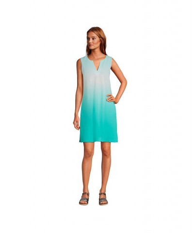 Women's Cotton Jersey Sleeveless Swim Cover-up Dress Island aqua ombre $27.47 Swimsuits