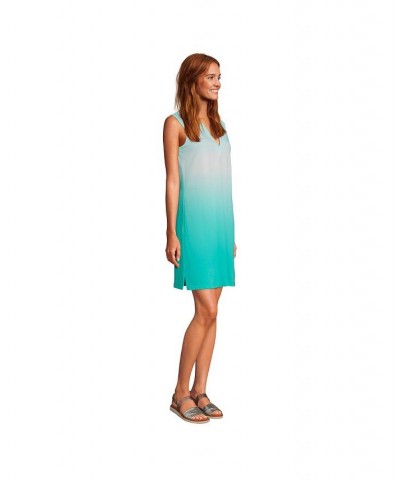 Women's Cotton Jersey Sleeveless Swim Cover-up Dress Island aqua ombre $27.47 Swimsuits