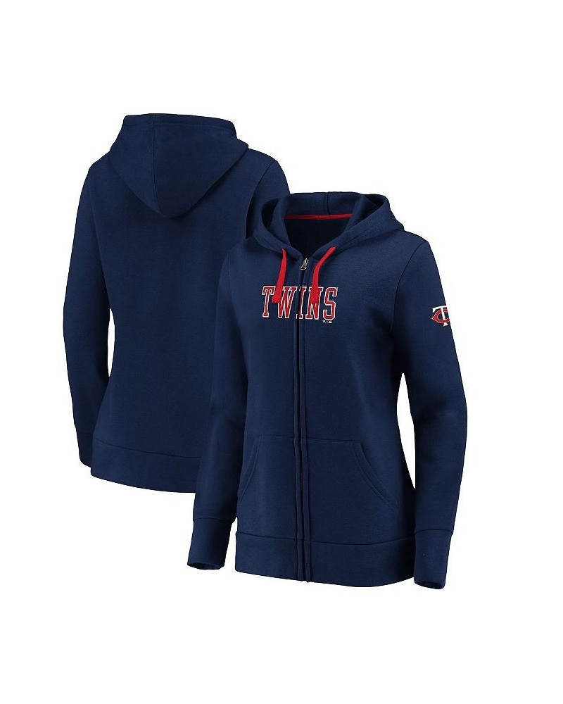 Women's Navy Minnesota Twins Primary Logo Team Block Full-Zip Hoodie Navy $37.40 Sweatshirts