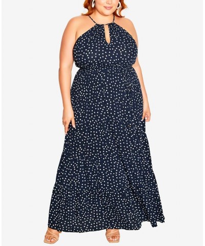 Trendy Plus Size Tier Spot Maxi Dress Blue $43.09 Dresses