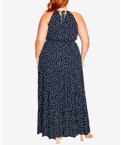 Trendy Plus Size Tier Spot Maxi Dress Blue $43.09 Dresses
