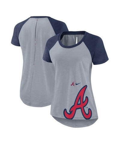 Women's Heather Gray Atlanta Braves Summer Breeze Raglan Fashion T-shirt Gray $27.49 Tops